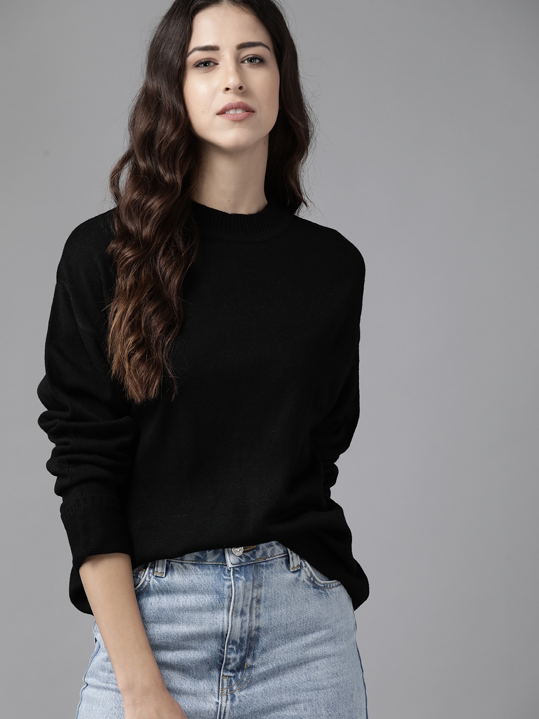 

Roadster Women Black Solid Pullover