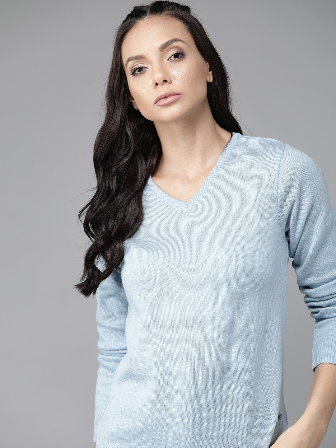 

Roadster Women Blue Solid Pullover