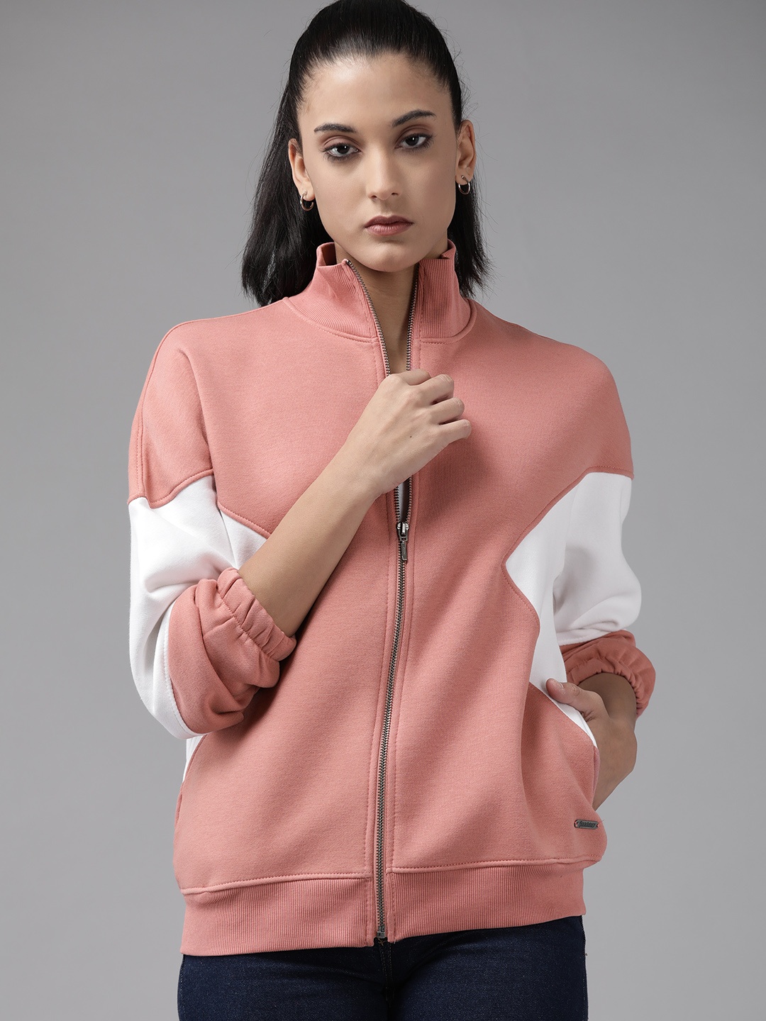 

The Roadster Lifestyle Co. Women Solid Sweatshirt, Rose