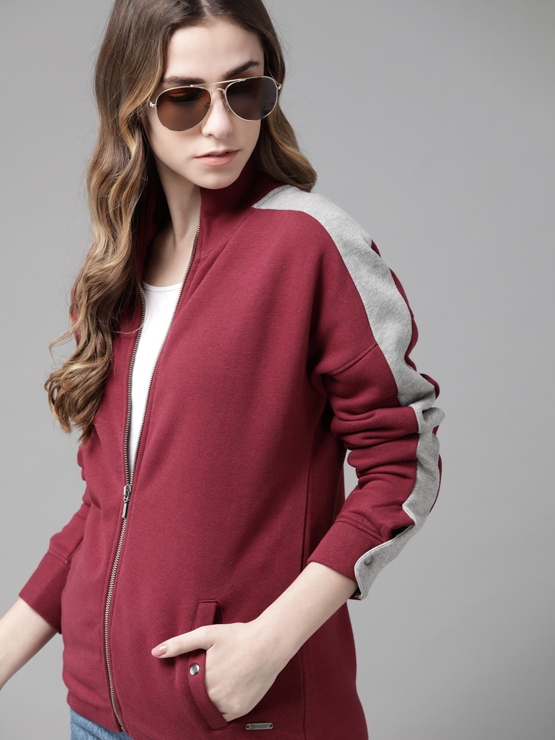 

Roadster Women Maroon Solid Sweatshirt