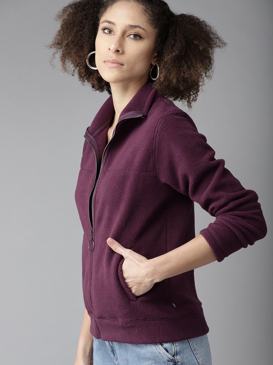 

Roadster Women Purple Solid Sweatshirt