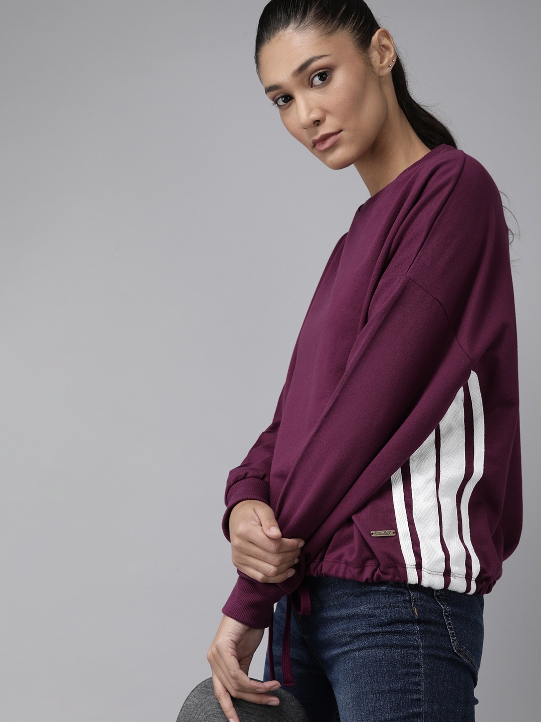 

Roadster Women Purple Waist Tie- Up Sweatshirt