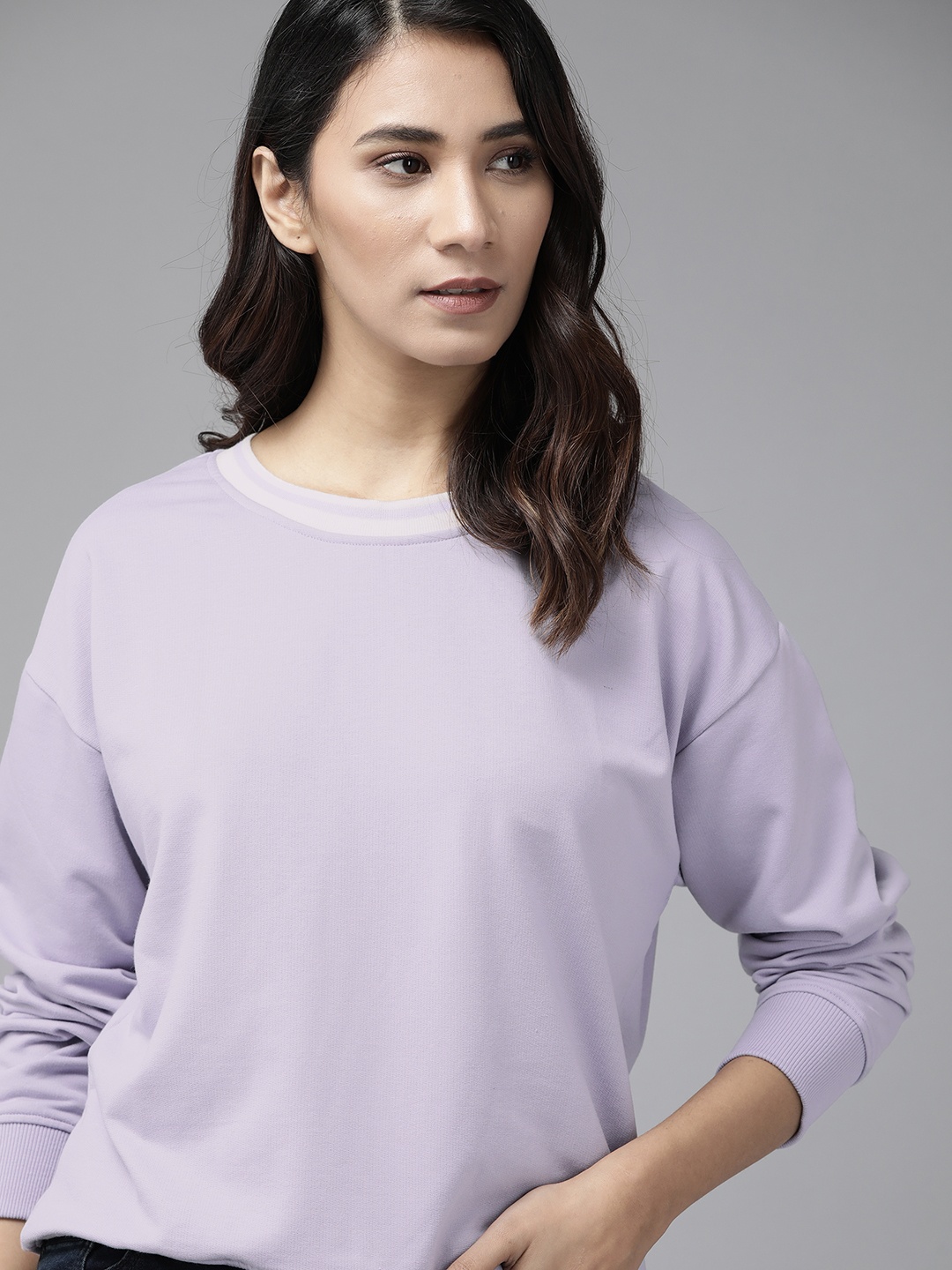 

Roadster Women Lavender Solid Sweatshirt, Mauve