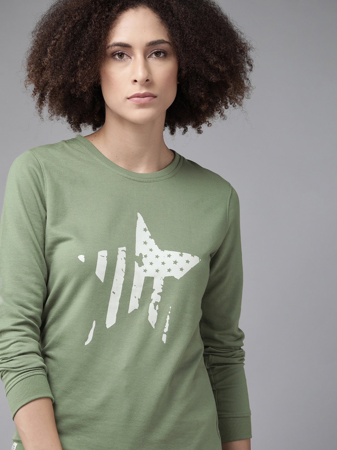 

Roadster Women Green Graphic Printed Sweatshirt
