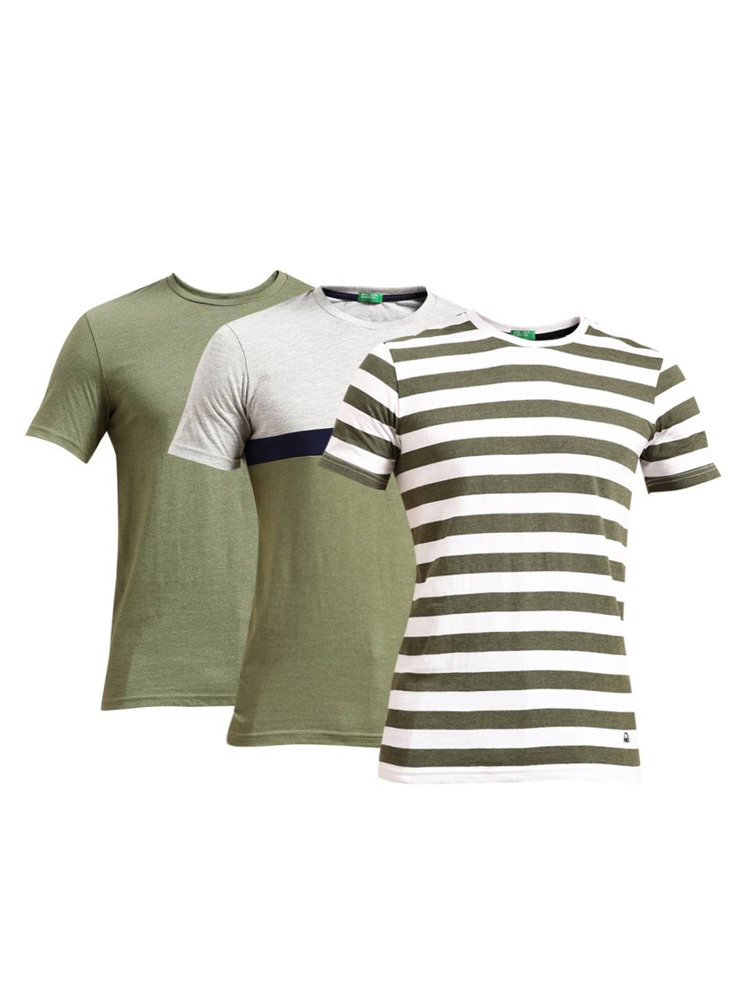

United Colors of Benetton Men Pack of 3 T-shirts, Olive