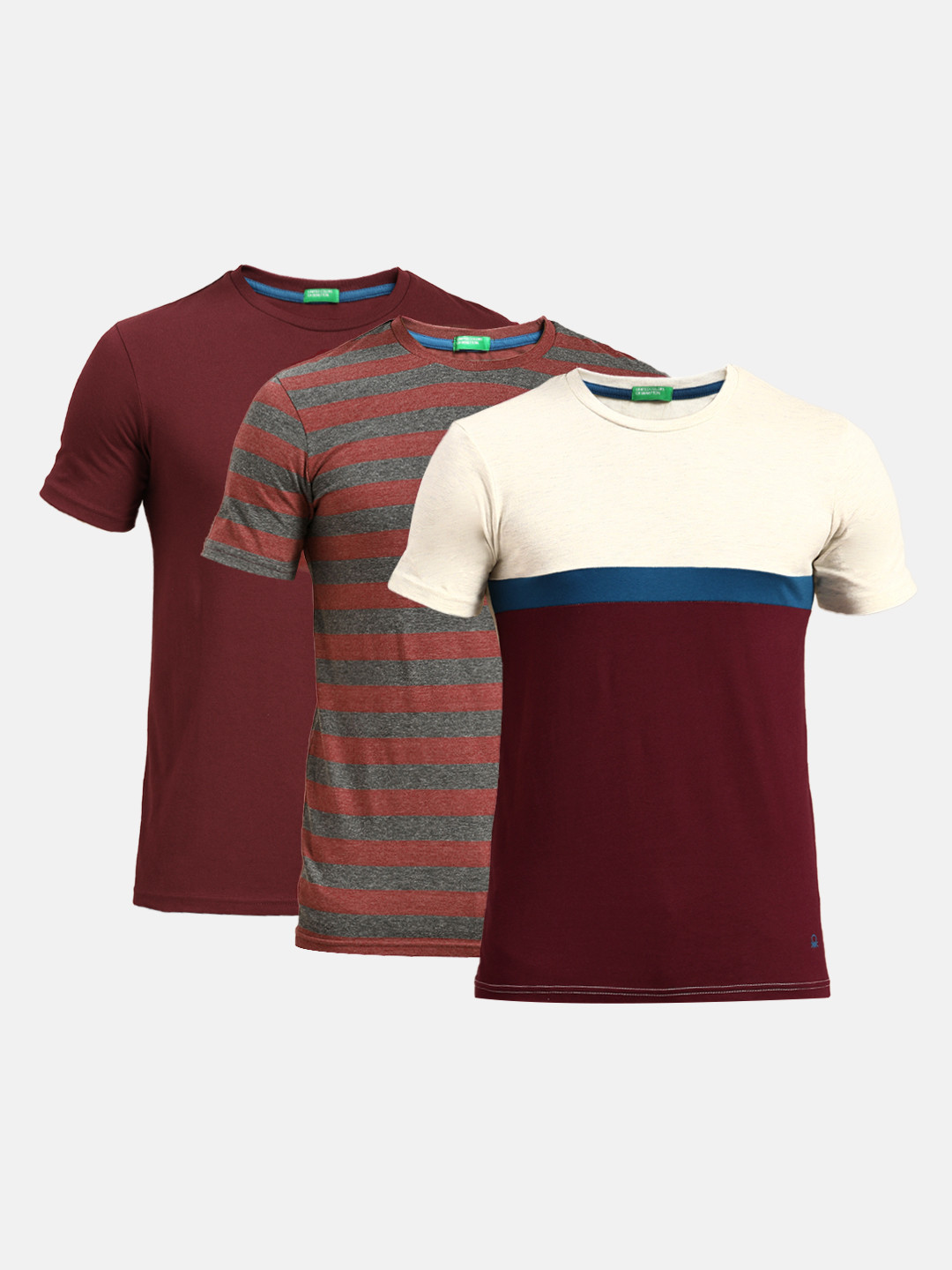 

United Colors of Benetton Men Pack of 3 T-shirts, Maroon