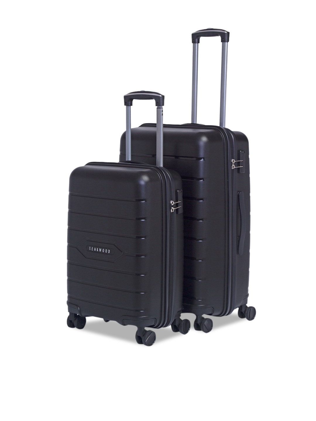 

Teakwood Leathers Set Of 2 Black Textured Hard-Sided Trolley Suitcases