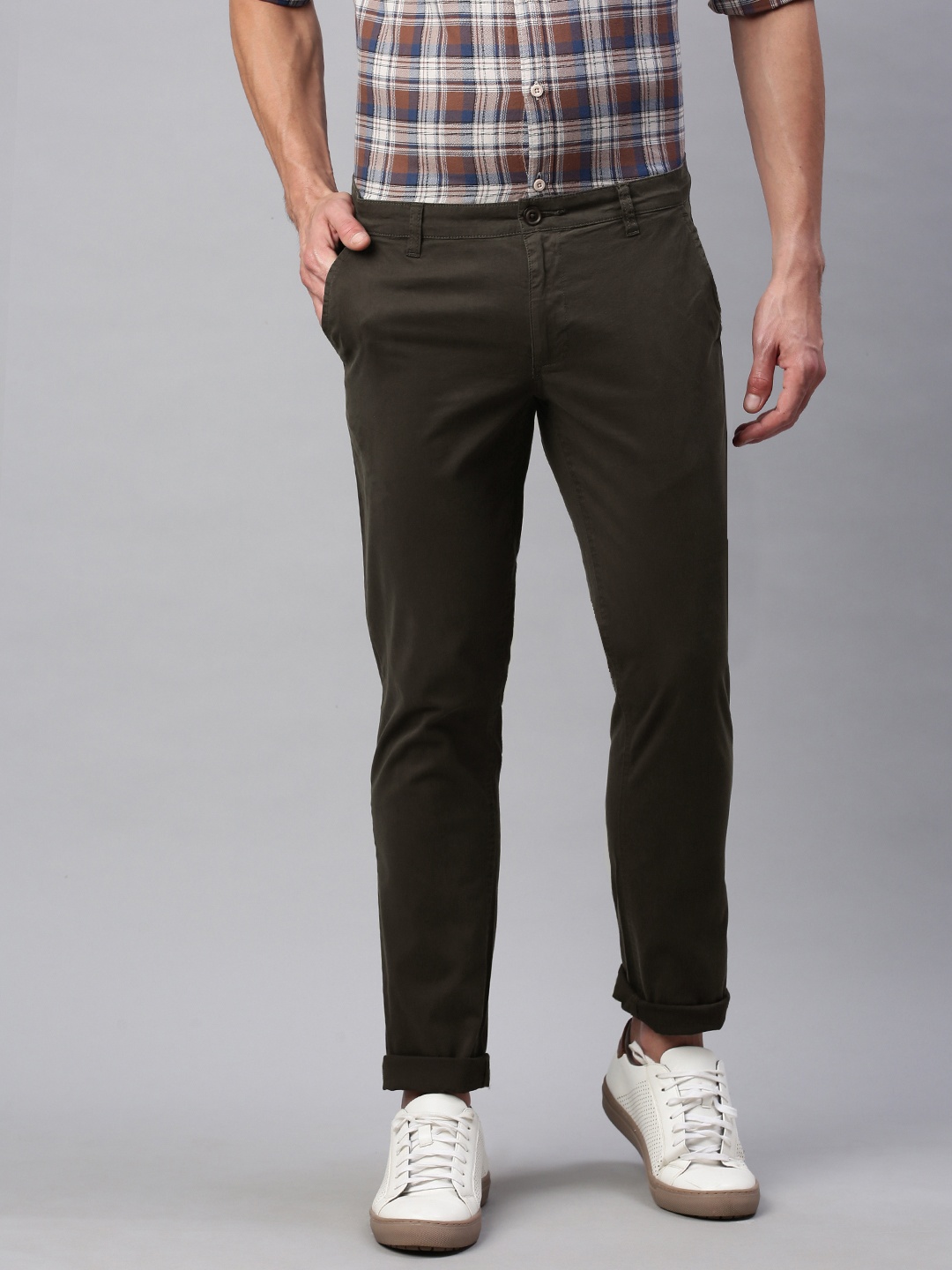 

abof Men Grey Slim Fit Chinos Trousers