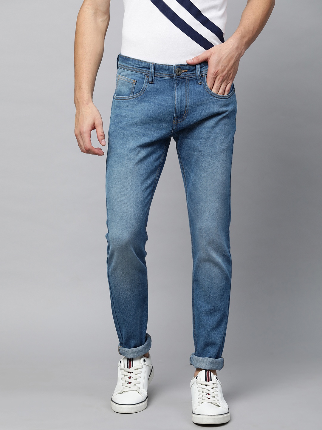 

abof Men Blue Skinny Fit Light Fade Stretchable Jeans