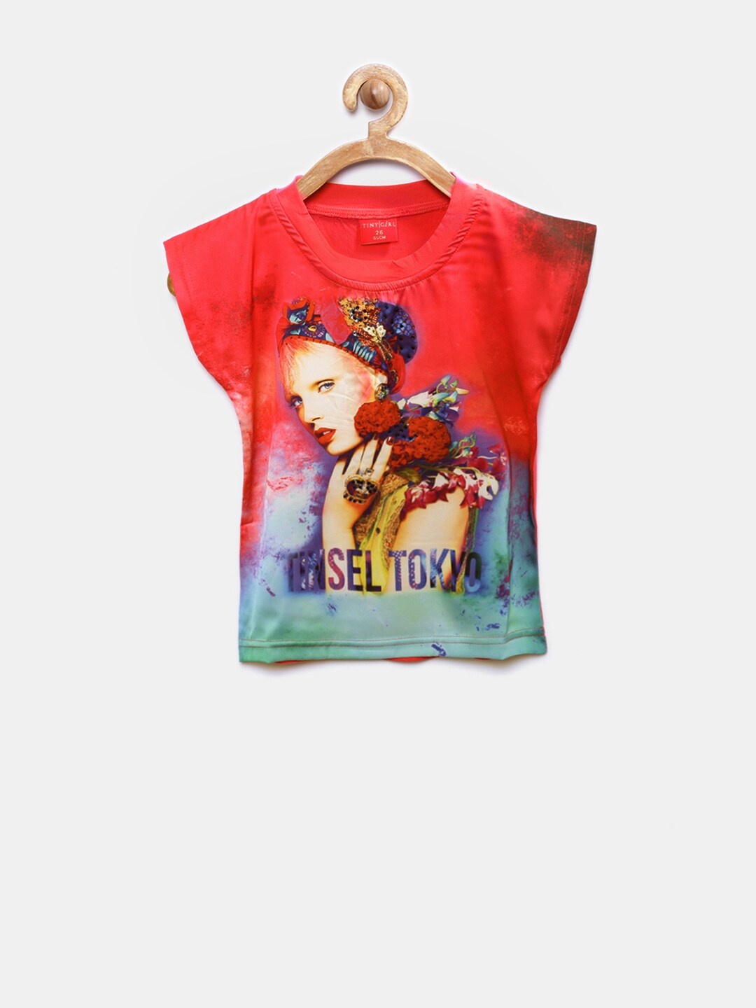 

Tiny Girl Red Printed Top with Embellished Detail