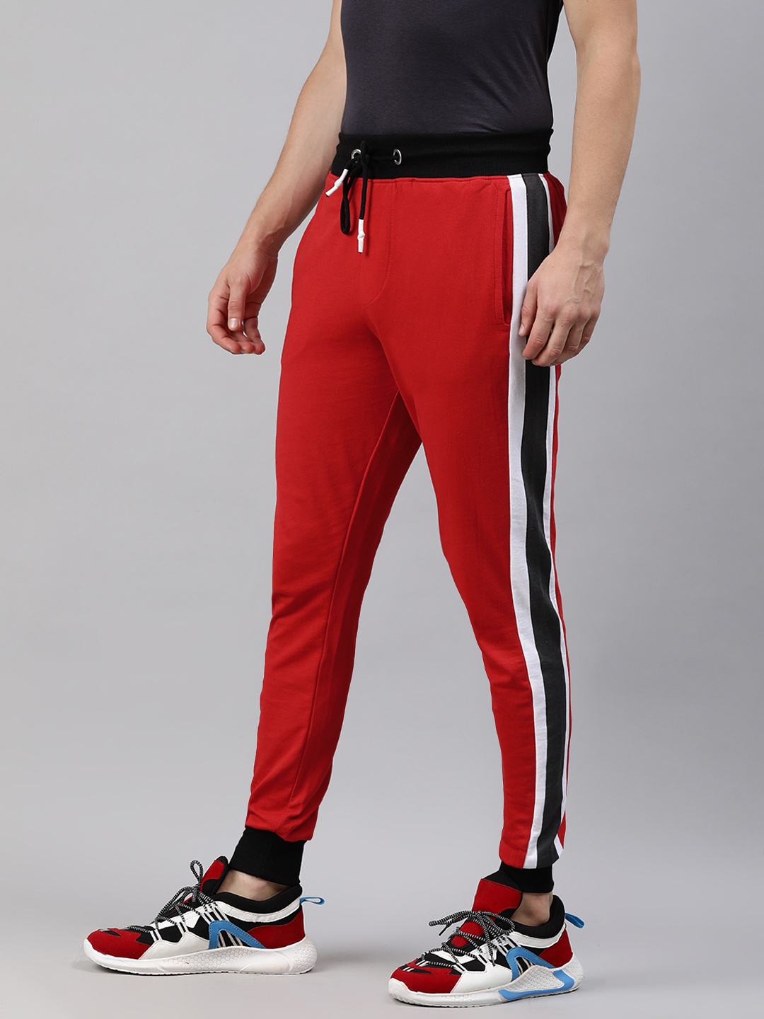 

abof MEN RED COLOURBLOCKED TRACK PANTS