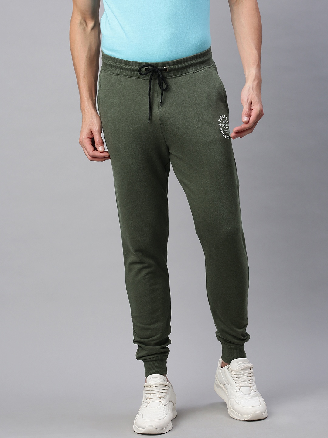 

abof Men Olive Green Solid Joggers