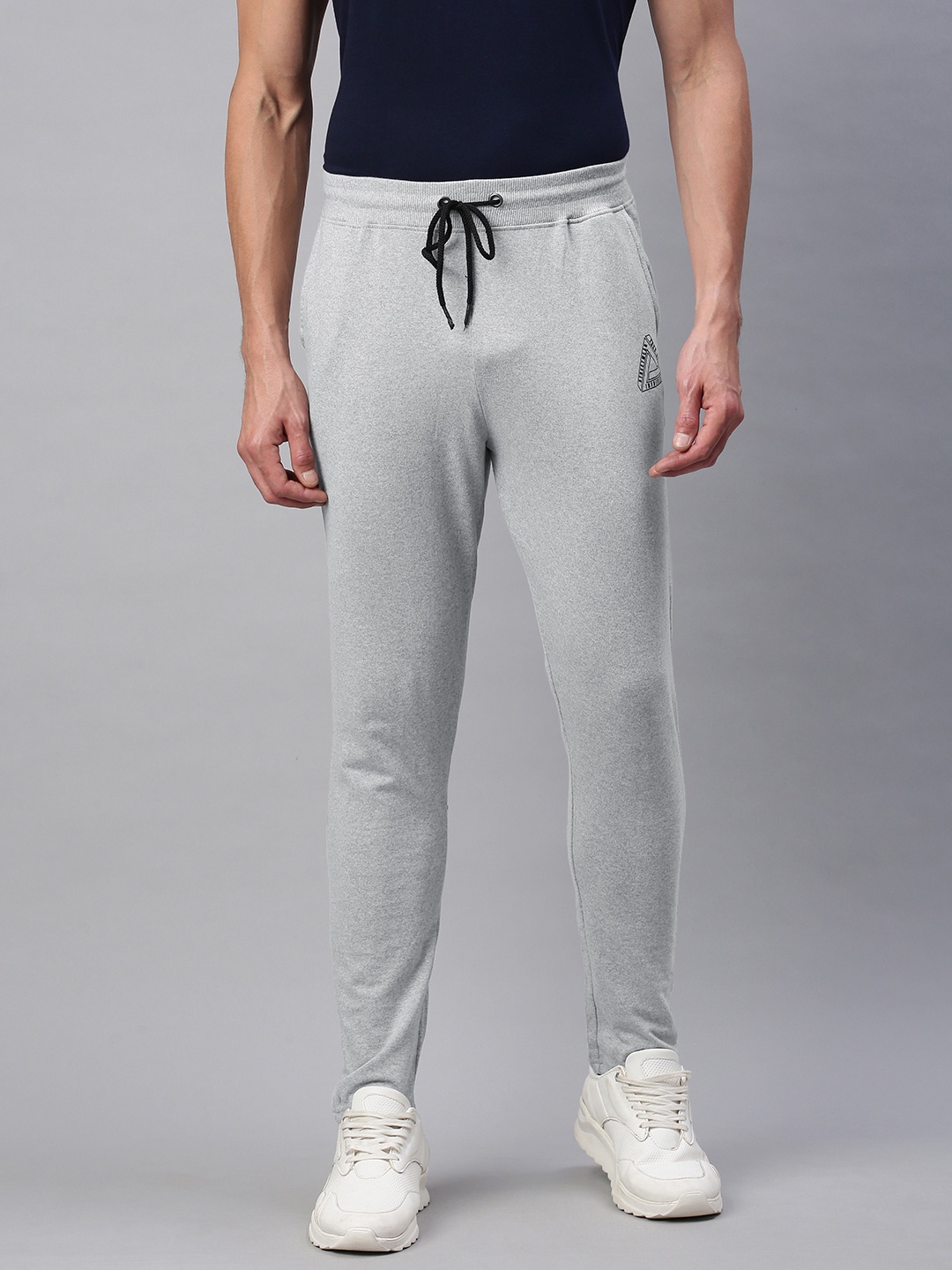 

abof Men Grey Melange Solid Track Pant