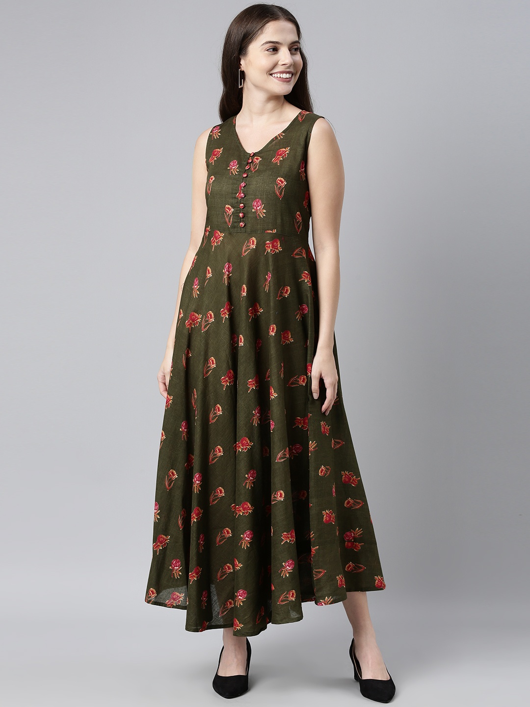 

AHIKA Green Floral Maxi Dress