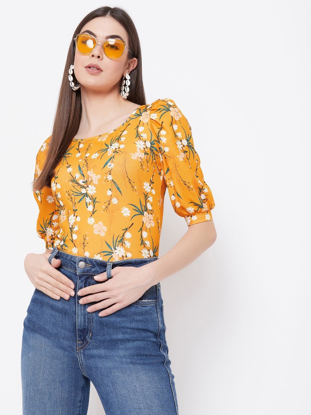 

Uptownie Lite Women Stretchable Square Neck Top, Yellow