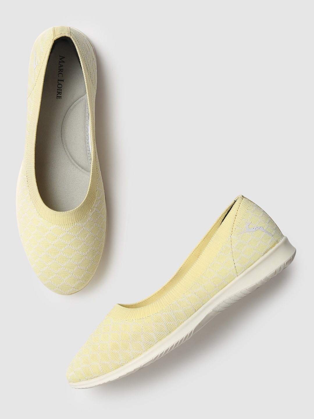 

Marc Loire Women Yellow & White Geometric Woven Design Ballerinas