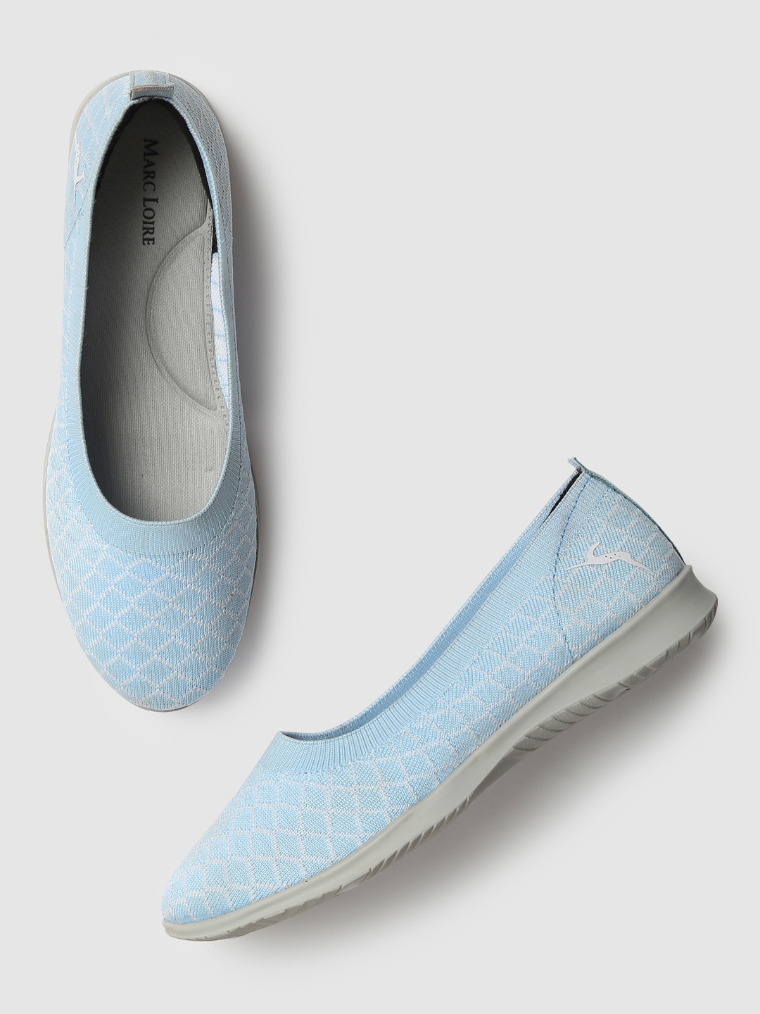 

Marc Loire Women Blue & White Checked Woven Design Ballerinas