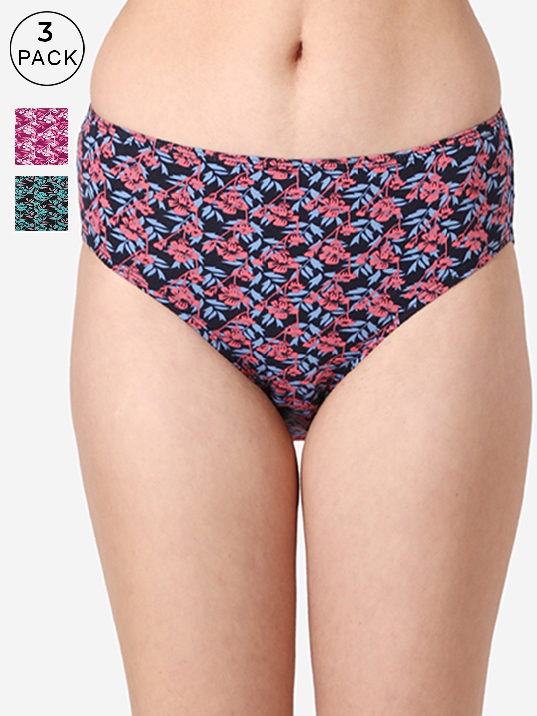 

Vami Women Pack Of 3 Assorted Cotton Hipster Briefs VM12002