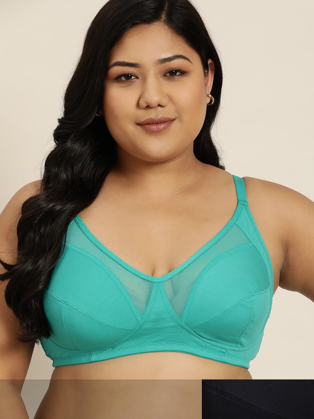 

Sztori Women Plus Size Green & Navy Blue Pack of 2 Everyday Bra PAAM-STZ-010