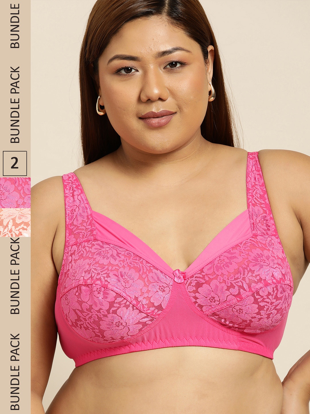 

Sztori Plus Size Pack of 2 Lace Everyday Bras, Pink