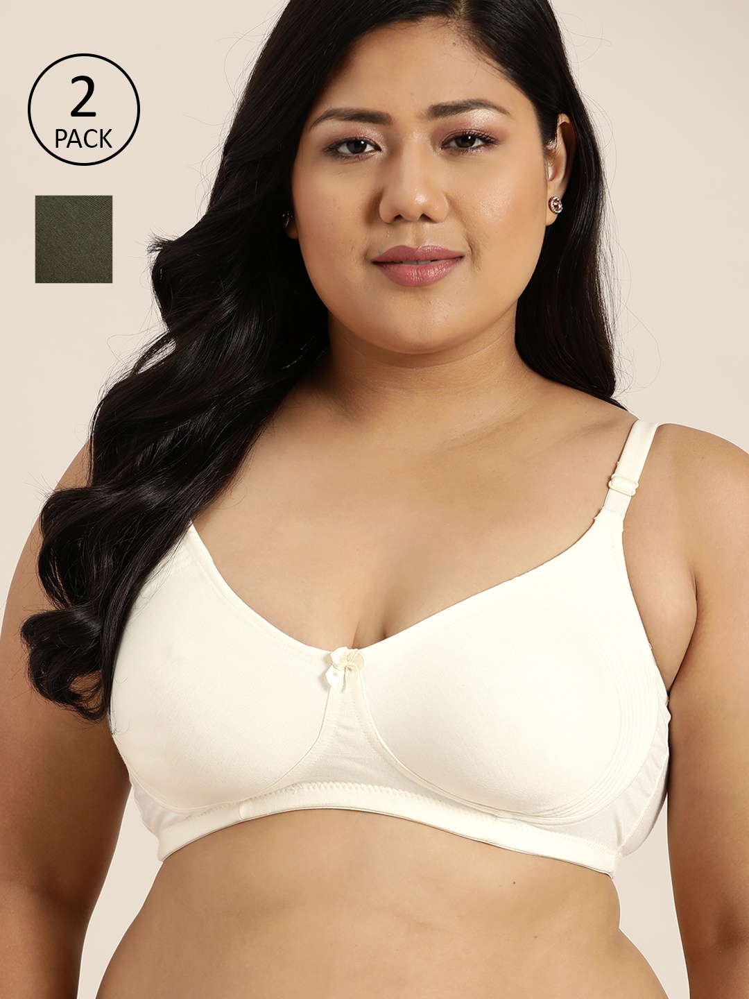 

Sztori Plus Size Pack of 2 Medium Coverage T-Shirt Bra, Off white