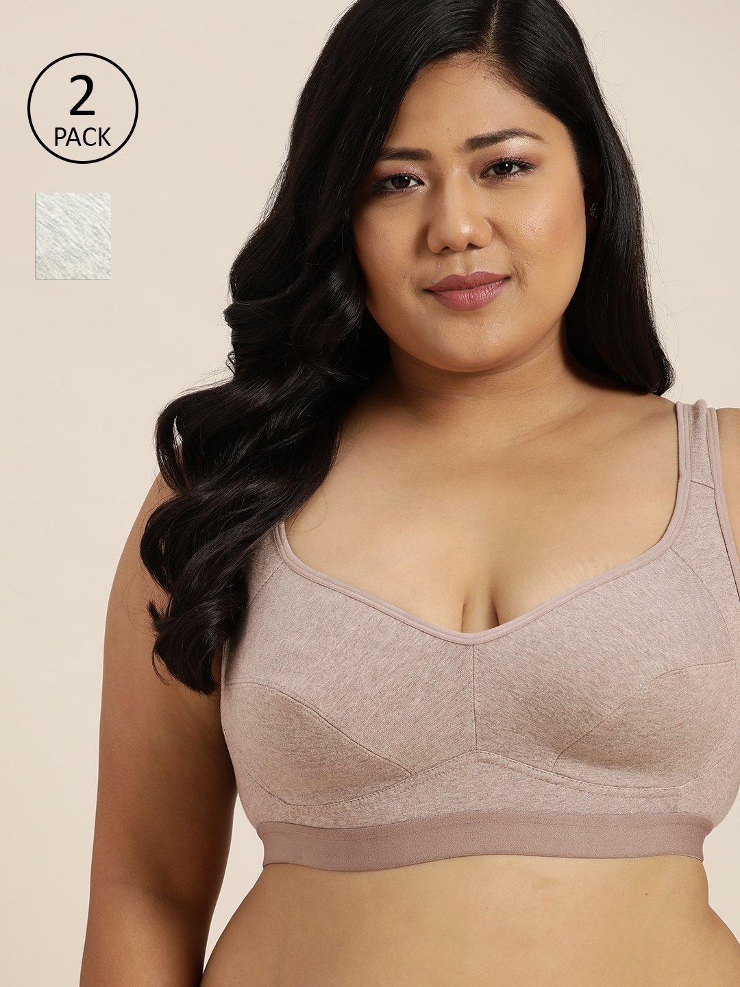 

Sztori Plus Size Pack of 2 Full Coverage Everyday Bras, Taupe