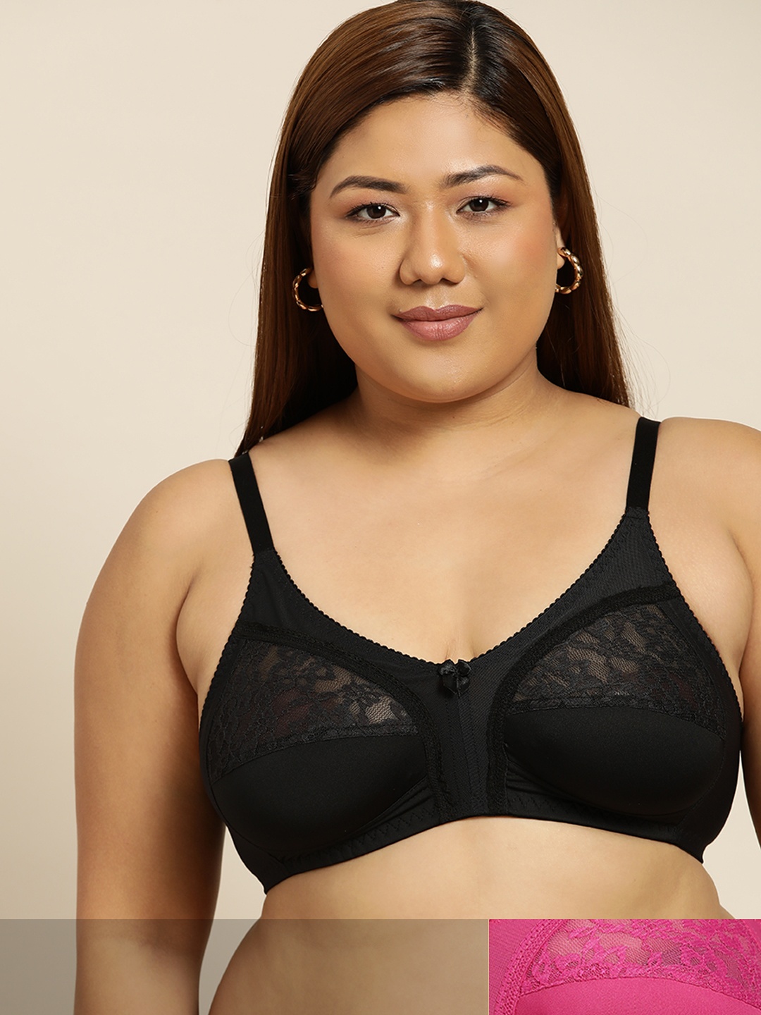 

Sztori Plus Size Pack of 2 Lace Inserts Everyday Bras, Black