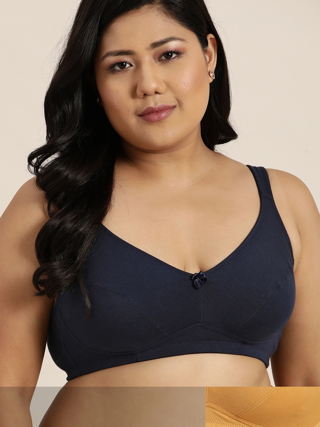 

Sztori Plus Size Pack of 2 Solid Everyday Bras - Full Coverage, Mustard