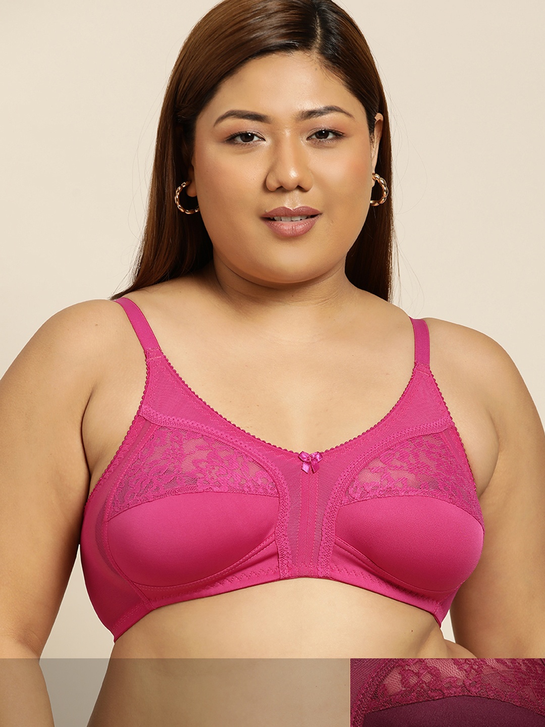 

Sztori Plus Size Pack of 2 Lace Inserts Everyday Bras, Pink