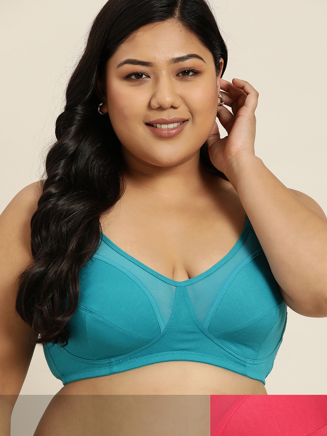 

Sztori Women Plus Size Red & Blue Pack of 2 Everyday Bra PAAM-STZ-010