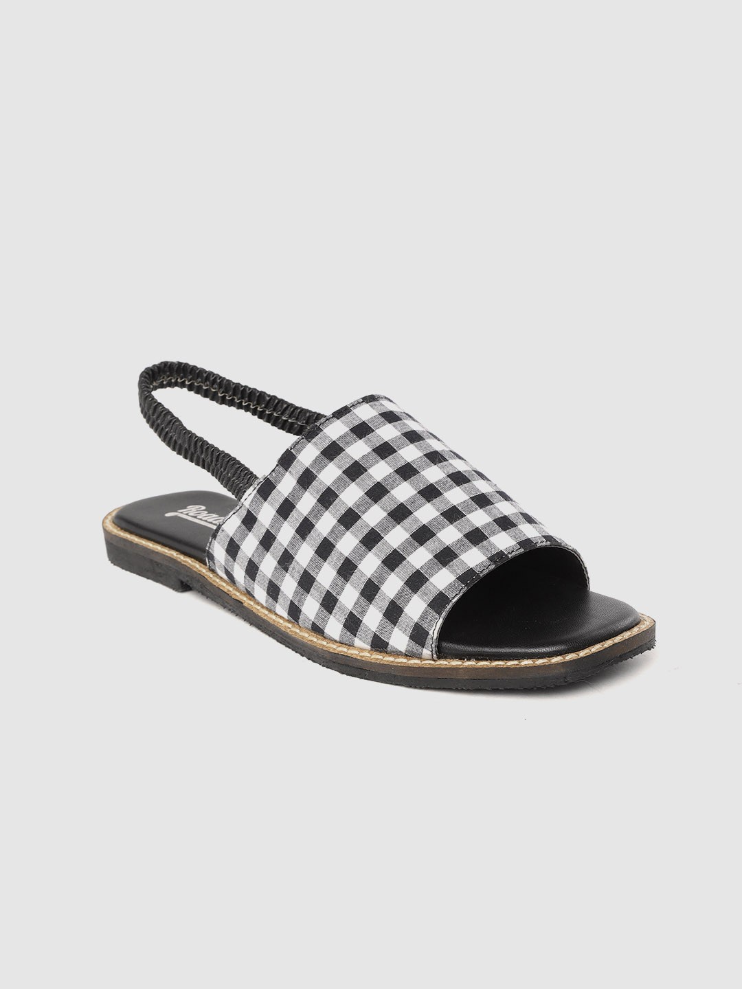 

Roadster Women Black & White Checked Open Toe Flats