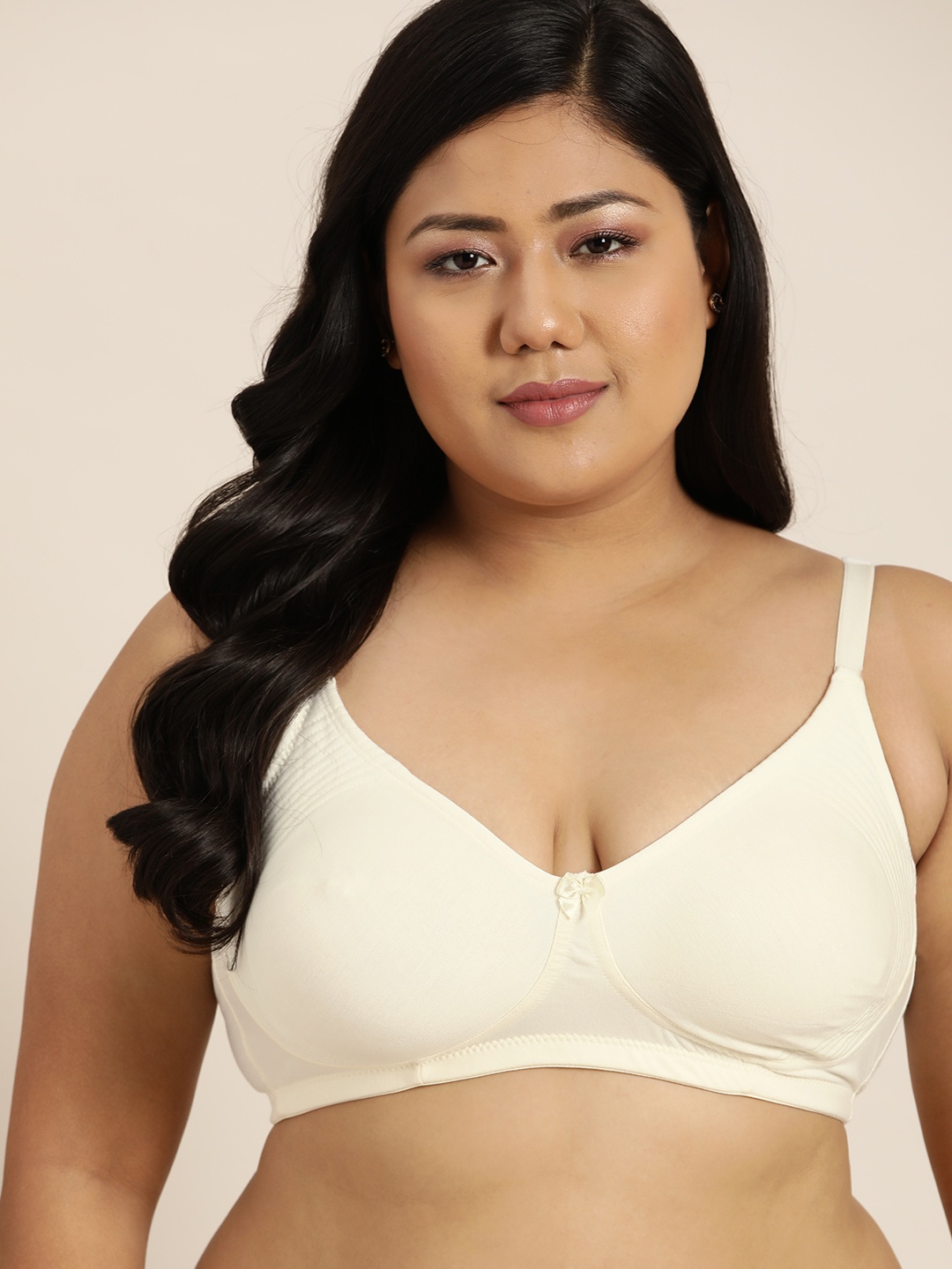 

Sztori Plus Size Off White Medium Coverage T-Shirt Bra