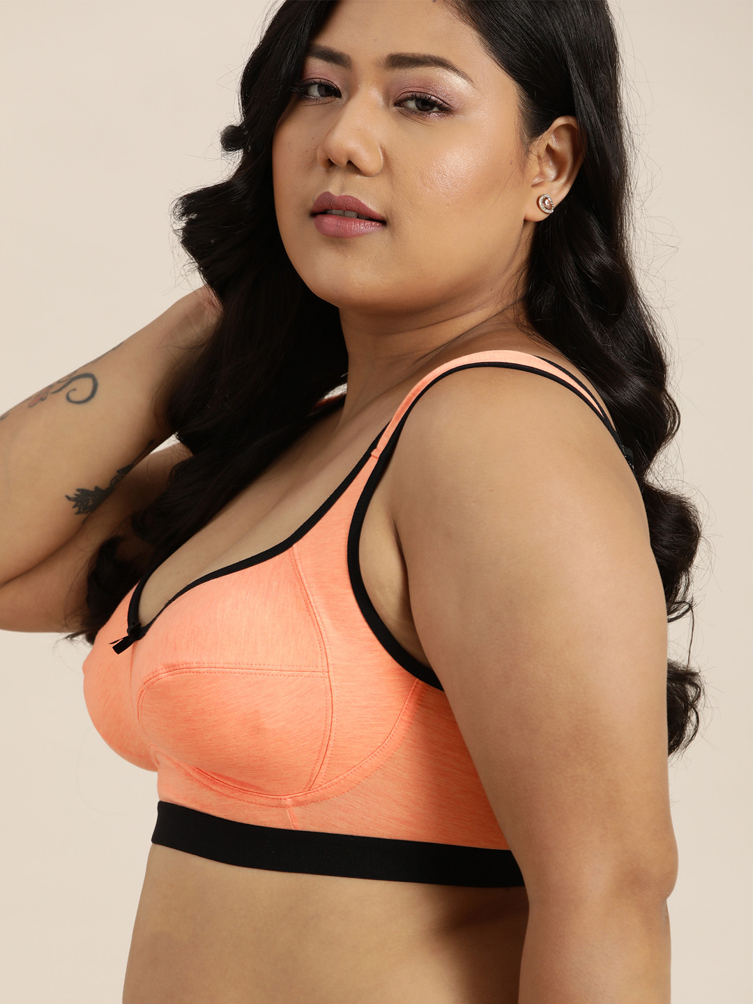 

Sztori Plus Size Coral Orange Medium Coverage Everyday Bra