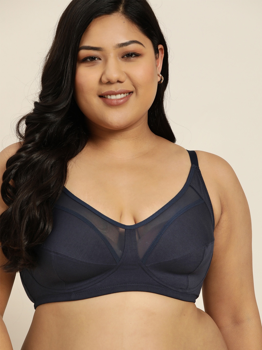 

Sztori Women Plus Size Navy Blue Solid Everyday Bra PAAM-STZ-010