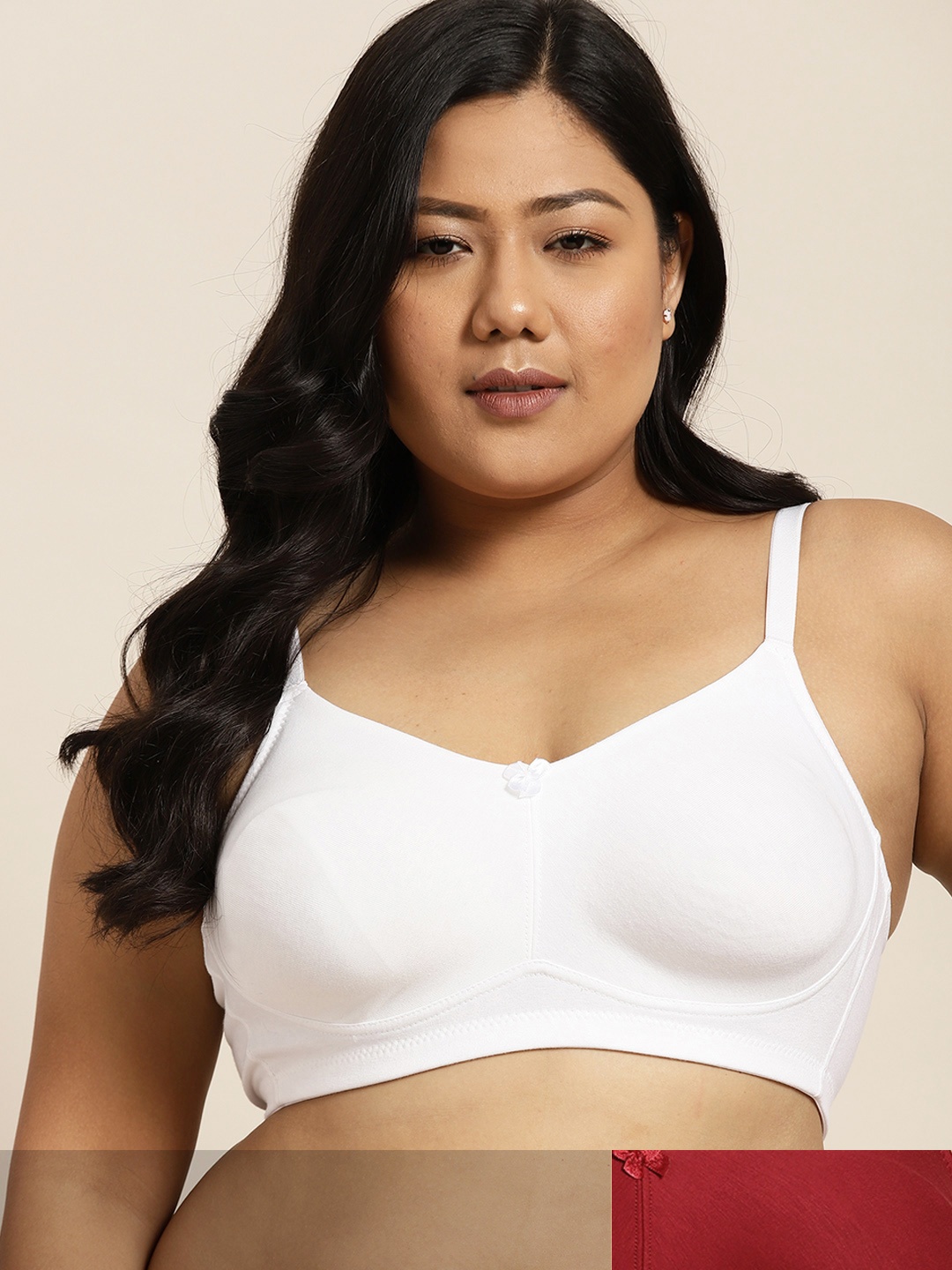 

Sztori Women Plus Size Pack of 2 Solid T-shirt Bras, Maroon