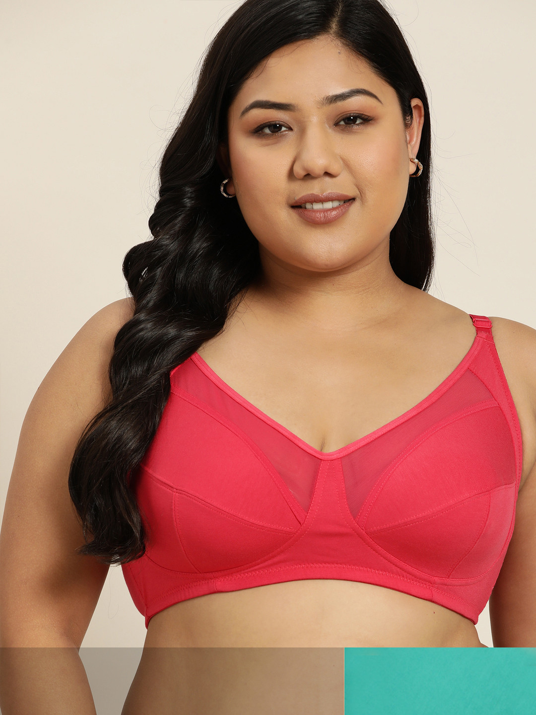

Sztori Women Plus Size Fuchsia Pink & Green Pack of 2 Everyday Bra PAAM-STZ-010