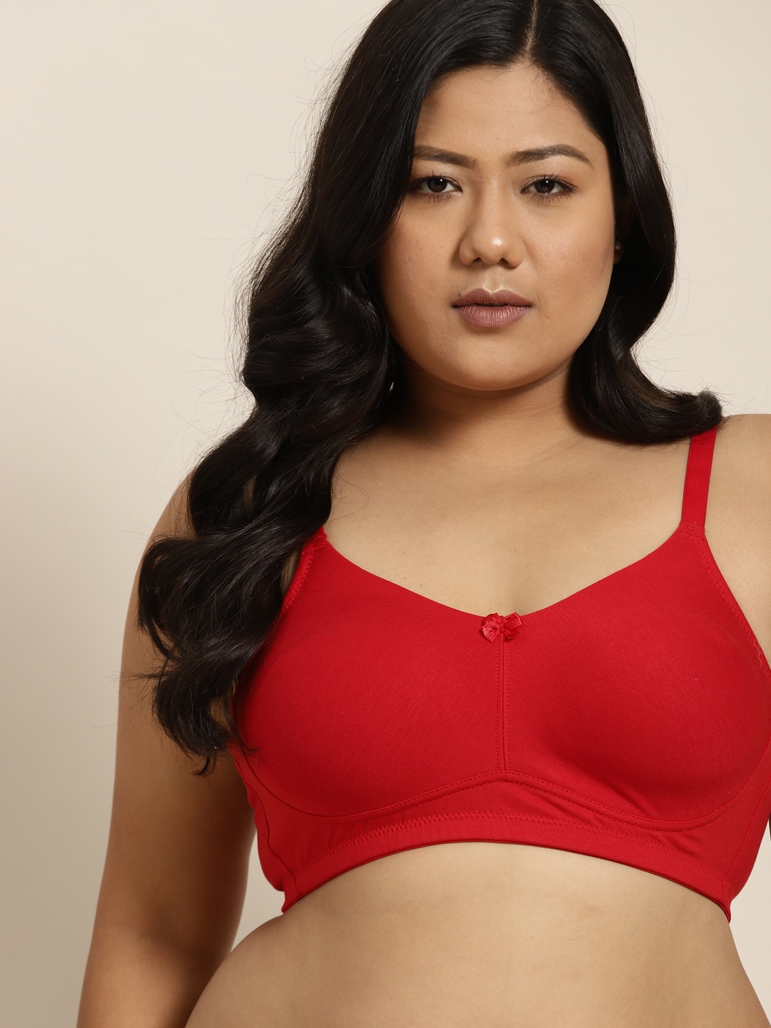 

Sztori Plus Size Red Solid T-shirt Bra