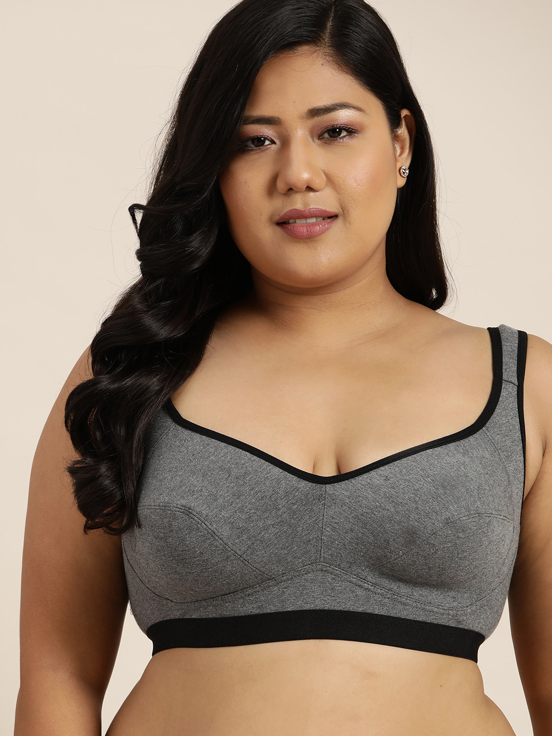 

Sztori Plus Size Grey Full Coverage Everyday Bra, Charcoal