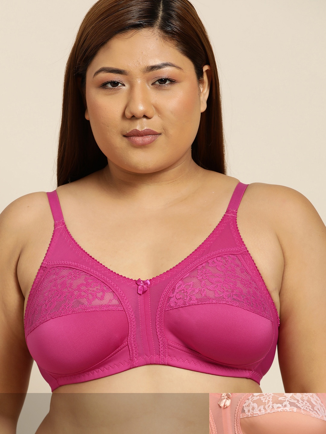 

Sztori Plus Size Pack Of 2 Floral Lace Everyday Bra, Fuchsia