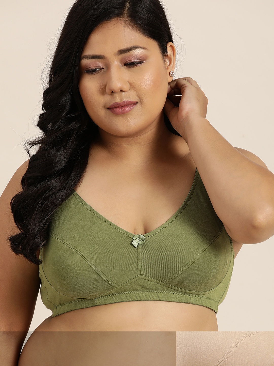 

Sztori Plus Size Pack of 2 Solid T-shirt Bras - Full Coverage, Beige
