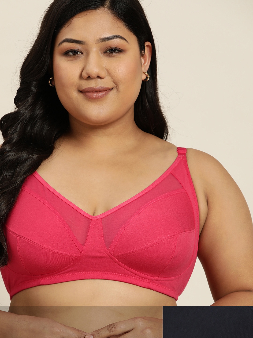 

Sztori Women Plus Size Fuchsia Pink & Navy Blue Pack of 2 Everyday Bra PAAM-STZ-010