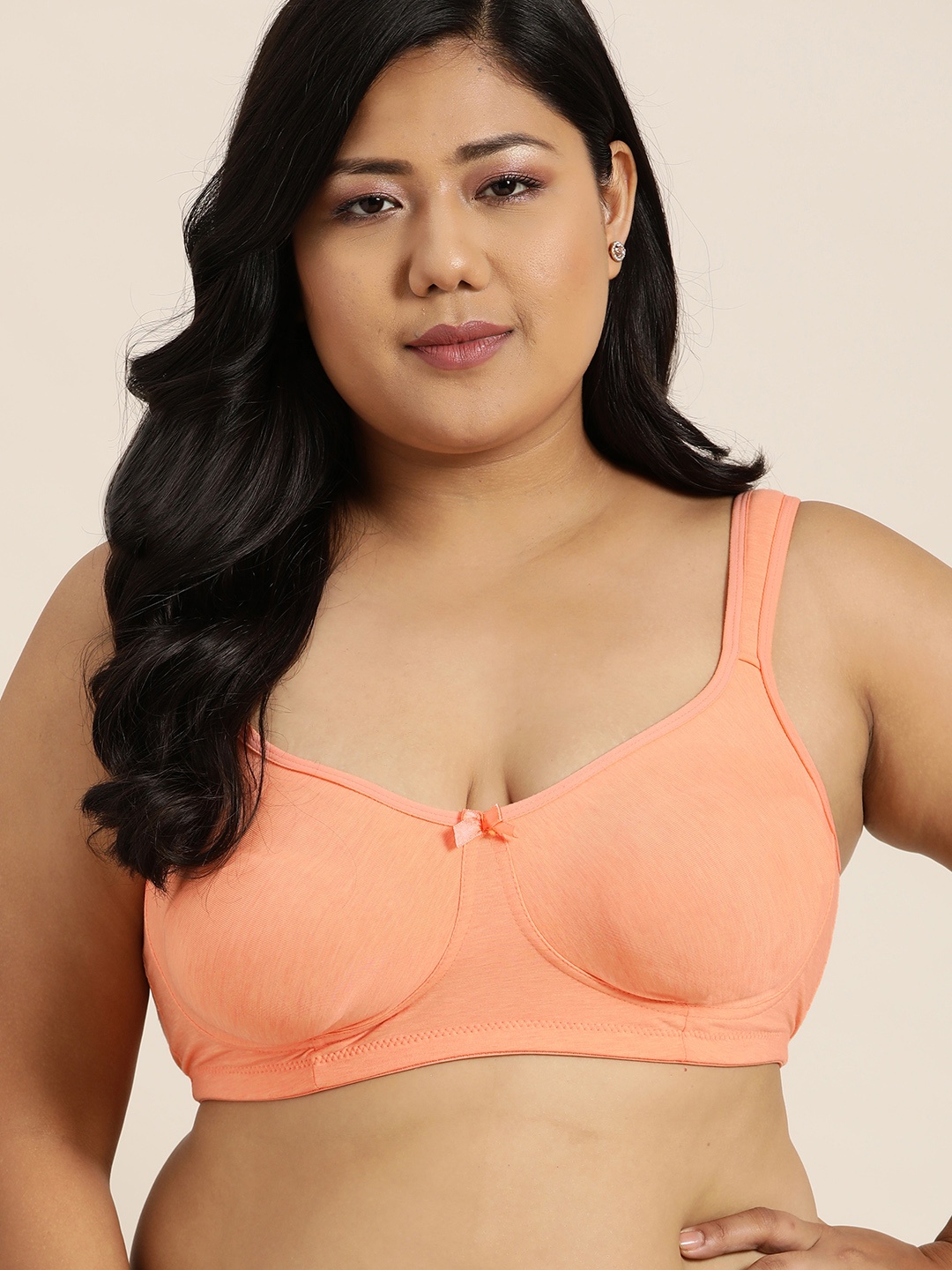 

Sztori Plus Size Peach-Coloured T-shirt Bra Full Coverage