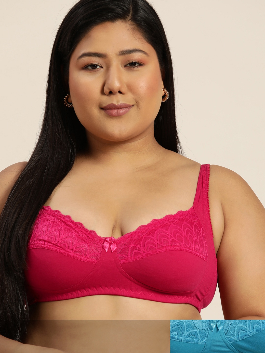 

Sztori Plus Size Pack of 2 Lace Floral Everyday Bras, Blue