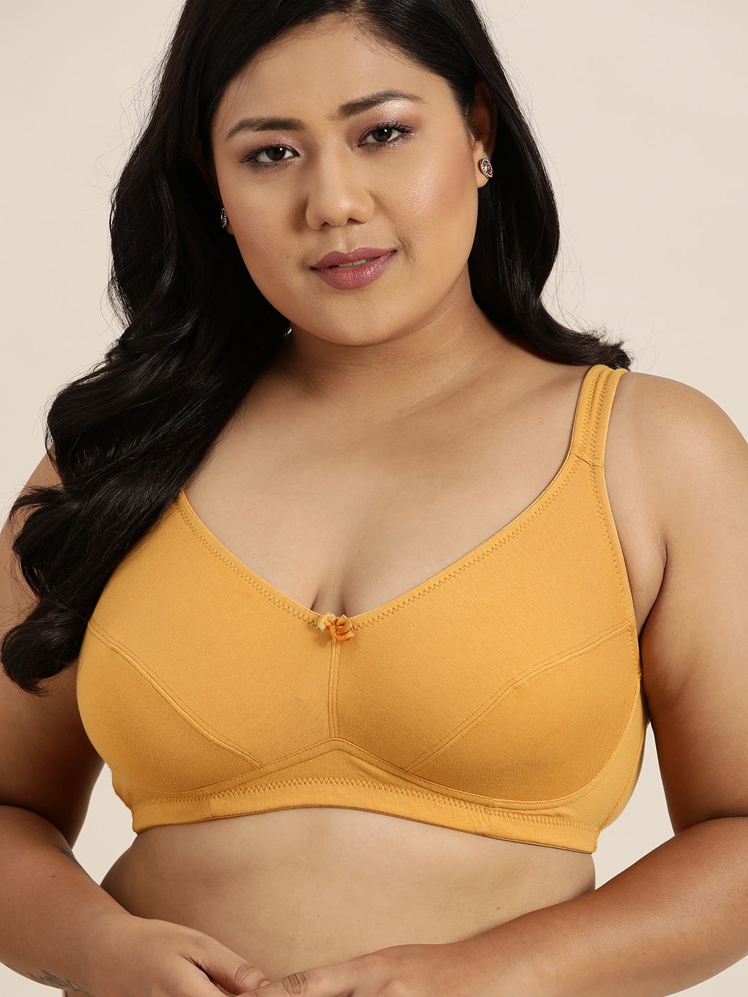 

Sztori Plus Size Mustard Yellow Everyday Bra - Full Coverage