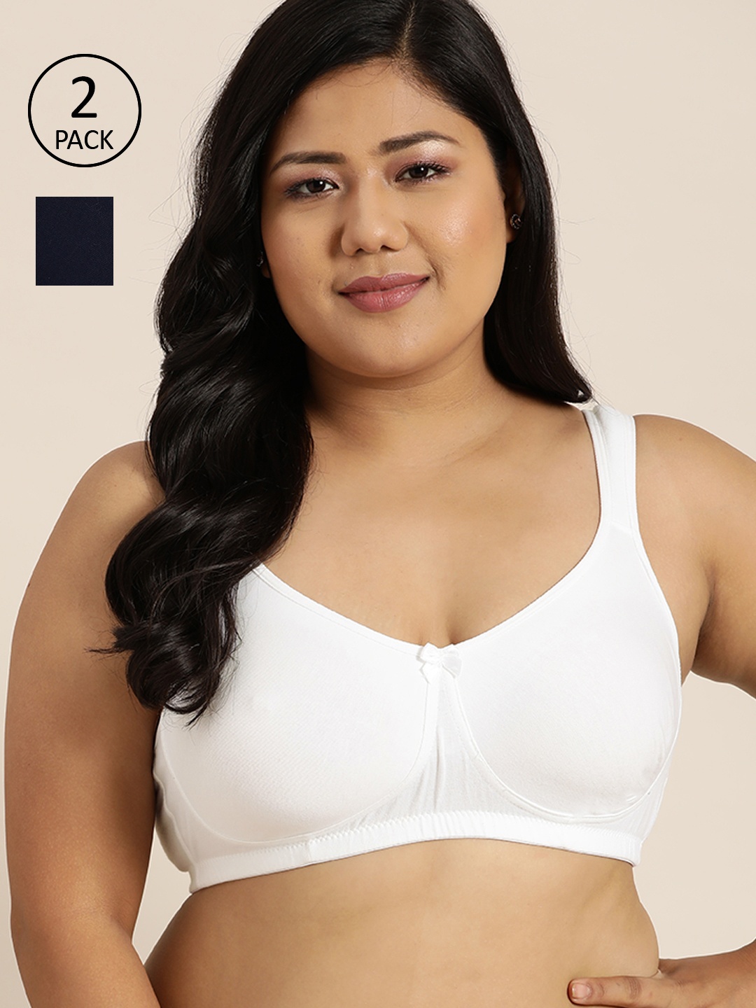 

Sztori Plus Size Pack of 2 Solid T-shirt Bras Medium Coverage, White