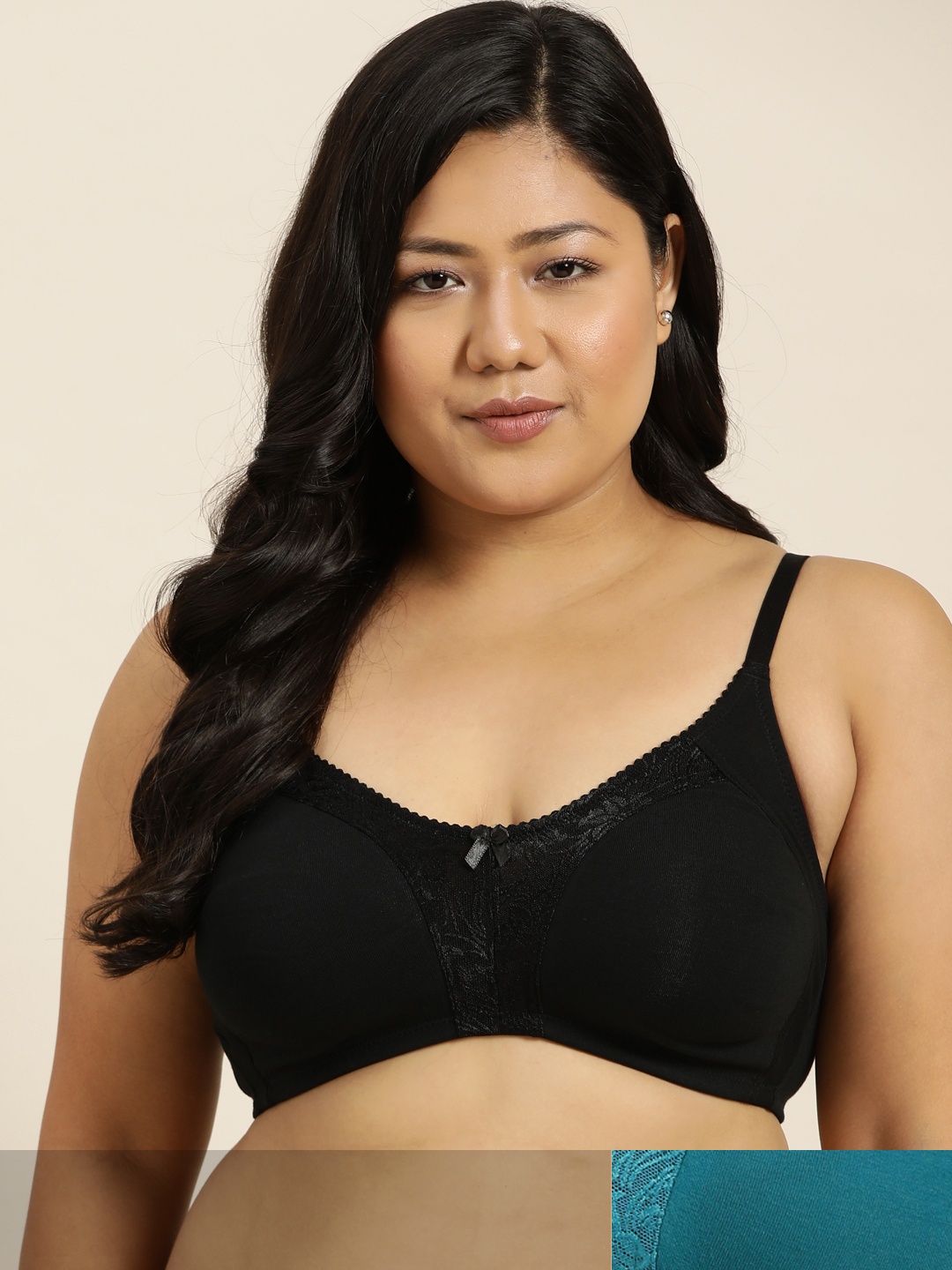 

Sztori Plus Size Set Of 2 Solid T-shirt Bra, Teal