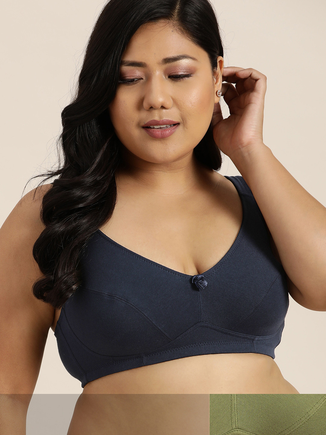 

Sztori Plus Size Pack of 2 Solid Full Coverage T-Shirt Bra, Navy blue