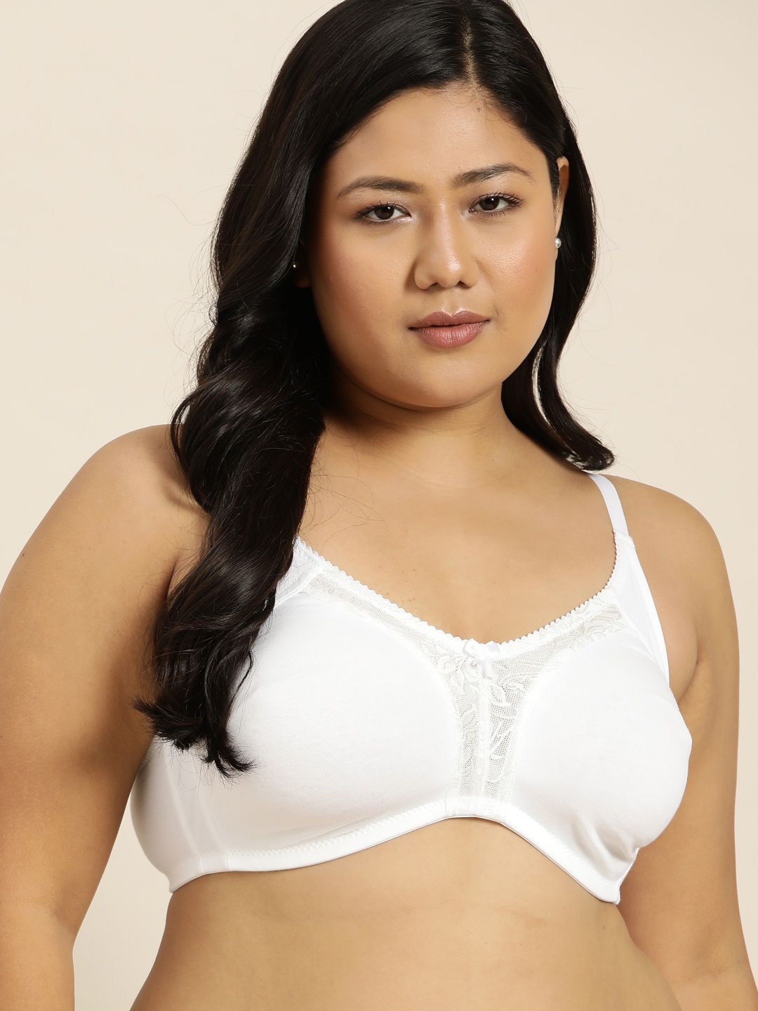 

Sztori Plus Size White Solid T-shirt Bra