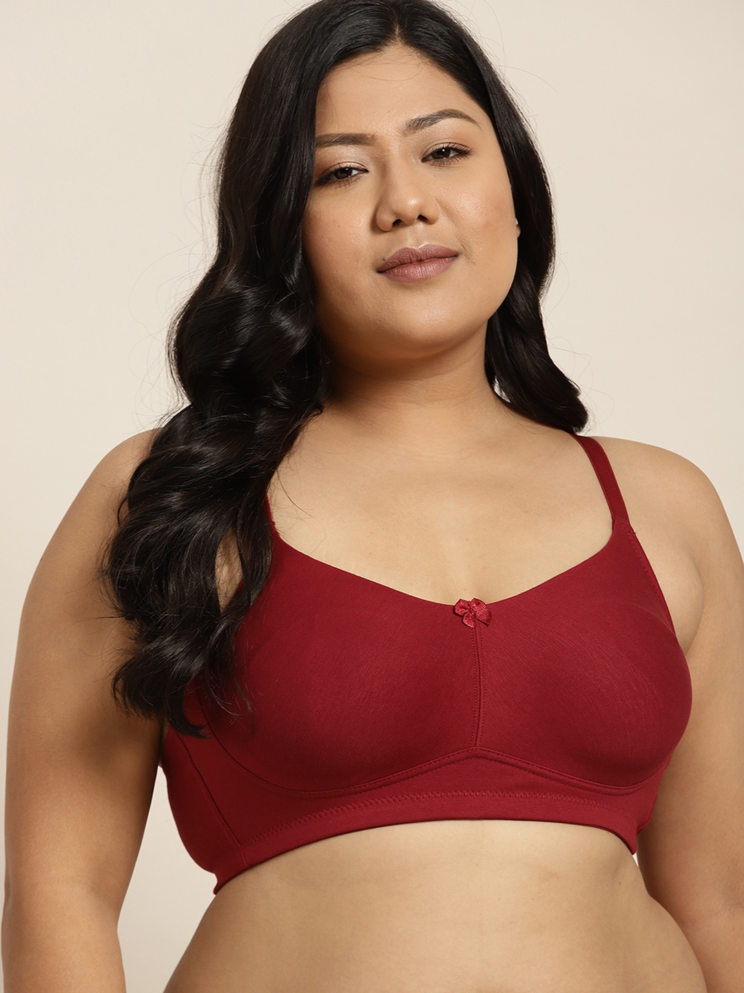 

Sztori Plus Size Maroon Solid T-shirt Bra