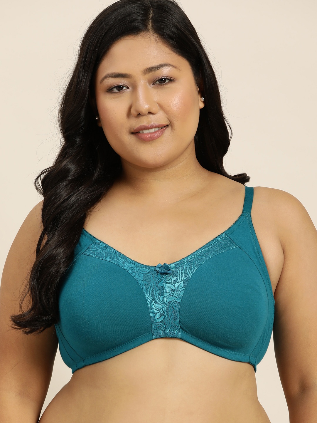 

Sztori Plus Size Teal Blue Solid T-shirt Bra